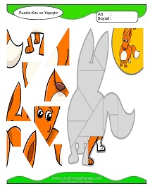 Puzzle Kes Yapıştır Çalışma Sayfaları
